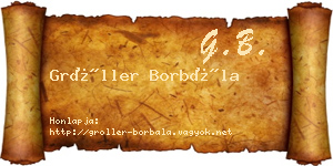 Gröller Borbála névjegykártya